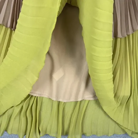 Delfi Collective Paige Dress Large Boho Off Shoulder Colorblock Pleat Retro USA - Picture 4 of 11